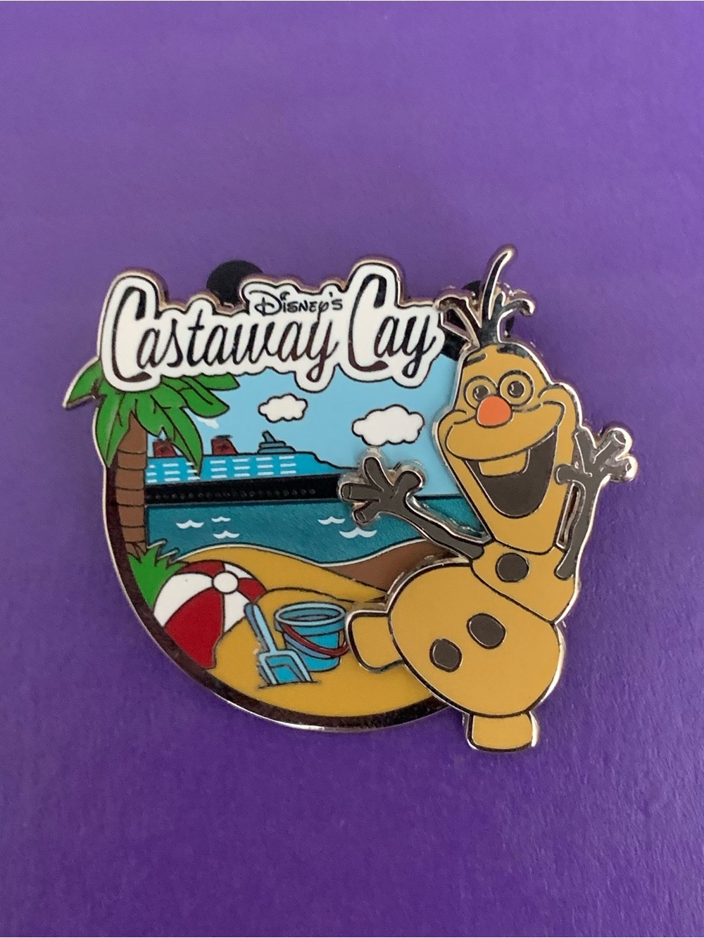 Disney pin 111060 Castaway Cay Olaf Frozen snowman sand cruise line ship moves
